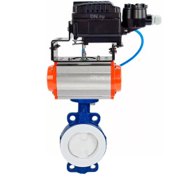 Затвор дисковый поворотный WBV3434Pf-2W-Fb-H Ду65 Ру16 корпус - углеродистая сталь WCB, диск - углеродистая сталь WCB, футерованный PTFE, уплотнение - PTFE, с пневмоприводом PA-DA-065 и позиционером YT-1000RSN с обратной связью