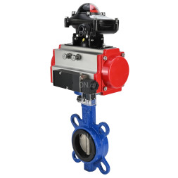 Затвор дисковый поворотный WBV1432N-2W-Fb-H Ду300 Ру16, корпус - чугун GGG50, диск - нержавеющая сталь 316L, уплотнение - NBR, с пневмоприводом PA-SA-210 с возвратными пружинами, пневмораспределителем 4M310-08 AC220V, БКВ APL-210N