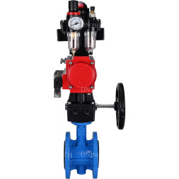Затвор дисковый поворотный WBV1313E-2W-F-H Ду200 Ру16 фланцевый, корпус - чугун GGG40, диск - чугун GGG40, EPDM, с пневмоприводом PA-DA-140, пневмораспределителем 4M310-08 AC220V, БКВ APL-410N EX, ручным дублером MON2-450-T28-ISO и БПВ AFC2000