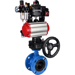 Затвор дисковый поворотный WBV1313E-2W-F-H Ду200 Ру16 фланцевый, корпус - чугун GGG40, диск - чугун GGG40, EPDM, с пневмоприводом PA-DA-140, пневмораспределителем 4M310-08 AC220V, БКВ APL-410N EX, ручным дублером MON2-450-T28-ISO и БПВ AFC2000