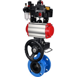 Затвор дисковый поворотный WBV1313E-2W-F-H Ду200 Ру16 фланцевый, корпус - чугун GGG40, диск - чугун GGG40, EPDM, с пневмоприводом PA-DA-140, пневмораспределителем 4M310-08 AC220V, БКВ APL-410N EX, ручным дублером MON2-450-T28-ISO и БПВ AFC2000