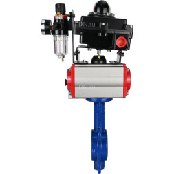 Затвор дисковый поворотный WBV1432E-2W-Fb-H Ду125 Ру16, корпус - чугун GGG50, диск - нержавеющая сталь 316L, уплотнение - EPDM, с пневмоприводом PA-DA-083, пневмораспределителем 4M310-08 AC220V, БКВ APL-410N EX, БПВ AFC2000