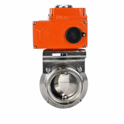 Затвор дисковый поворотный WBV3131E-2W-T-H Ду20 Ру10 резьбовой, корпус - пищевая нержавеющая сталь 304, уплотнение - EPDM, с электроприводом QT-N-003EM-O1-24VDC-У1 HARK