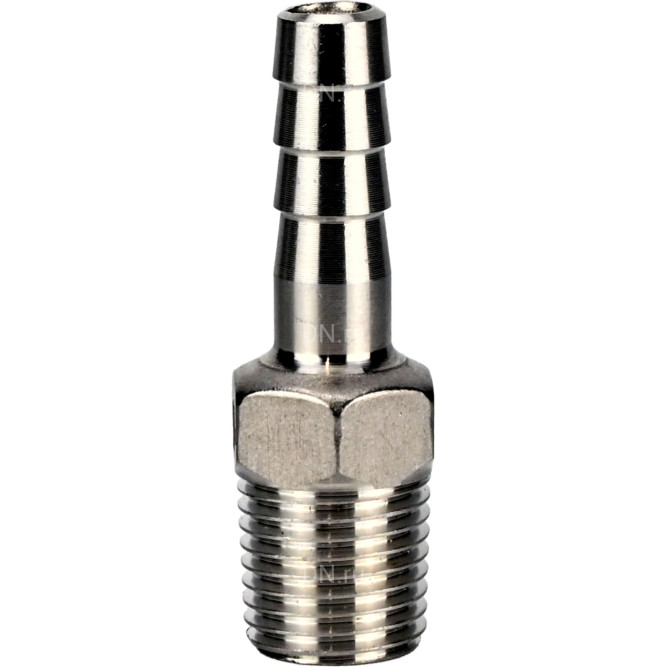 Штуцер елочка BF31-T-3/8-12 3/8″х12мм Ду10 Ру16 шланговый, корпус - нержавеющая сталь AISI 304 (CF8), присоединение - наружная резьба/штуцер в Сургуте
