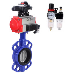 Затвор дисковый поворотный WBV3432V-2W-Fb-H Ду125 Ру16, корпус - углеродистая сталь WCB, диск - нержавеющая сталь 316L, уплотнение - Viton, с пневмоприводом PA-DA-083, пневмораспределителем 4M320-08 AC220V, БКВ APL-410N EX, БПВ AFC2000