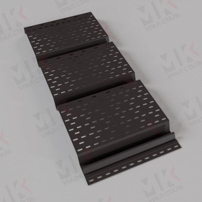 Софит металлический перфорированный 0,5 мм GreenCoat Pural BT, matt RAL 8019 серо-коричневый в Сургуте