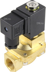 Клапан электромагнитный VS400-NT-NC-220VAC 3/8″ Ду10 Ру16, соленоидный двухходовой, корпус - латунь, уплотнение - NBR, резьбовой, нормально-закрытый, пилотный, катушка - 220В
