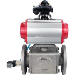 Кран шаровой BV3232P(4pc)-FP-3WL-F Ду50 Ру16 полнопроходной трехходовой, фланцевый, корпус - нержавеющая сталь SS316, с пневмоприводом PA-SA-105 с возвратными пружинами, пневмораспределителем 4V320-08 AC220V и БКВ APL-210N