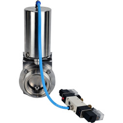 Затвор дисковый поворотный WBV3131S-2W-T-H Ду20 Ру10 резьбовой, пищевая нержавеющая сталь 304, уплотнение – Silicon, с пневмоприводом PA-SA-85 и пневмораспределителем 4V320-08 AC220V