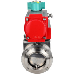 Затвор дисковый поворотный WBV3131E-2W-W-H Ду25 Ру10 под приварку, пищевая нержавеющая сталь 304, уплотнение - EPDM, с пневмоприводом PA-DA-052 и магнитным переключателем ALS200D
