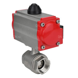 Кран шаровой BV3232P(2pc)-FP-T-ISO-H Ду10 Ру63 полнопроходной двухходовой, нержавеющая сталь 316, внутренняя резьба, уплотнение - PTFE, с пневмоприводом двойного действия PA-DA-052 и пневмораспределителем 4M310-08 AC220V