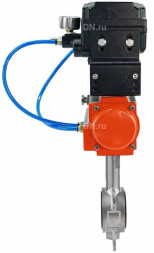 Затвор дисковый поворотный WBV3232N-2W-Fb-H Ду200 Ру16, корпус - нержавеющая сталь 316L, диск - нержавеющая сталь 316L, уплотнение - NBR, с пневмоприводом PA-DA-130 и с электропневматическим поворотным позиционером YT-1000RSN без обратной связи