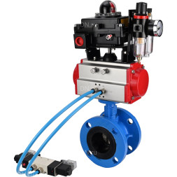 Затвор дисковый поворотный WBV1313E-2W-F-H Ду65 Ру16 фланцевый, корпус - чугун GGG40, диск - чугун GGG40, EPDM, с пневмоприводом PA-DA-105, пневмораспределителем 4V320-08 AC220V, БКВ APL-410N EX и БПВ AFC2000