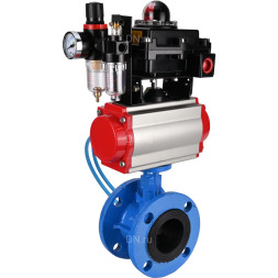 Затвор дисковый поворотный WBV1313E-2W-F-H Ду65 Ру16 фланцевый, корпус - чугун GGG40, диск - чугун GGG40, EPDM, с пневмоприводом PA-DA-105, пневмораспределителем 4V320-08 AC220V, БКВ APL-410N EX и БПВ AFC2000