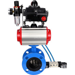 Затвор дисковый поворотный WBV1313E-2W-F-H Ду65 Ру16 фланцевый, корпус - чугун GGG40, диск - чугун GGG40, EPDM, с пневмоприводом PA-DA-105, пневмораспределителем 4V320-08 AC220V, БКВ APL-410N EX и БПВ AFC2000