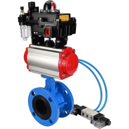 Затвор дисковый поворотный WBV1313E-2W-F-H Ду65 Ру16 фланцевый, корпус - чугун GGG40, диск - чугун GGG40, EPDM, с пневмоприводом PA-DA-105, пневмораспределителем 4V320-08 AC220V, БКВ APL-410N EX и БПВ AFC2000
