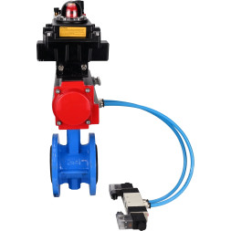 Затвор дисковый поворотный WBV1313E-2W-F-H Ду65 Ру16 фланцевый, корпус - чугун GGG40, диск - чугун GGG40, EPDM, с пневмоприводом PA-DA-105, пневмораспределителем 4V320-08 AC220V, БКВ APL-410N EX и БПВ AFC2000