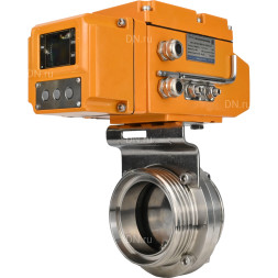 Затвор дисковый поворотный WBV3131E-2W-T-H Ду15 Ру10 резьбовой, корпус - пищевая нержавеющая сталь 304, уплотнение - EPDM, с электроприводом QT-N-005EM-A1-220VAC-У1 c датчиком обратной связи и входным управляющим сигналом 4-20мА HARK