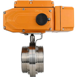 Затвор дисковый поворотный WBV3131E-2W-T-H Ду15 Ру10 резьбовой, корпус - пищевая нержавеющая сталь 304, уплотнение - EPDM, с электроприводом QT-N-005EM-A1-220VAC-У1 c датчиком обратной связи и входным управляющим сигналом 4-20мА HARK