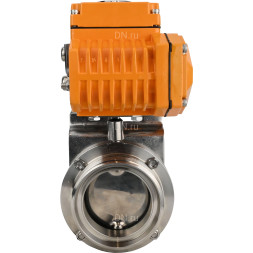 Затвор дисковый поворотный WBV3131E-2W-T-H Ду15 Ру10 резьбовой, корпус - пищевая нержавеющая сталь 304, уплотнение - EPDM, с электроприводом QT-N-005EM-A1-220VAC-У1 c датчиком обратной связи и входным управляющим сигналом 4-20мА HARK