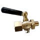 Кран запорный для манометра BVPG0000P-3WT-T-H ВР/НР G1/2″-М20х1.5 Ду15 Ру25 трехходовой, резьбовой, корпус - латунь HPb57-3, шар - латунь HPb57-3, уплотнение - PTFE, с рукояткой