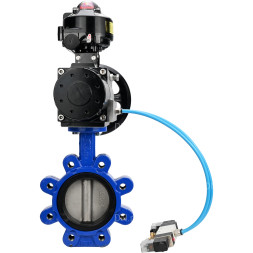 Затвор дисковый поворотный WBV1631E-2W-Fb-H Ду125 Ру16 LUG корпус - чугун QT450, диск - нержавеющая сталь 304, уплотнение - EPDM, с пневмоприводом PA-DA-105-1, пневмораспределителем 4V320-10 AC220V и БКВ APL-510N EX