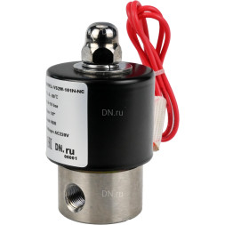 Клапан электромагнитный VS131-NT-NC-220VAC 1/4″ Ду8 Ру10, соленоидный двухходовой, корпус - нержавеющая сталь 304, уплотнение - NBR, резьбовой, нормально-закрытый, прямого действия, катушка - 220В