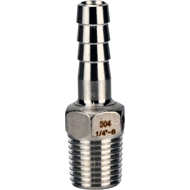 Штуцер елочка BF31-T-1 1/2-32 1 1/2″х32мм Ду40 Ру16 шланговый, корпус - нержавеющая сталь AISI 304 (CF8), присоединение - наружная резьба/штуцер в Сургуте