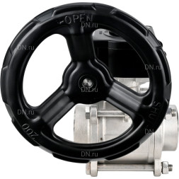 Кран шаровой BV3232P(3pc)-FP-W-ISO-H Ду10 Ру63 полнопроходной двухходовой, нержавеющая сталь SS316, под приварку, уплотнение - PTFE, с ISO фланцем и редуктором HAM RQN1-180Z-T40
