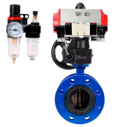 Затвор дисковый поворотный WBV1313E-2W-F-H Ду150 Ру16, корпус - чугун GGG40, диск - чугун GGG40, уплотнение - EPDM, с пневмоприводом PA-DA-130, пневмораспределителем 4M320-08 AC220V, ручным дублером MON1-250-T26-ISO и БПВ AFC2000