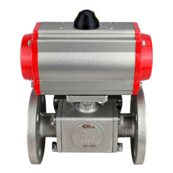 Кран шаровой BV3232P(4pc)-FP-3WL-F Ду15 Ру16 полнопроходной трехходовой, фланцевый, корпус - нержавеющая сталь SS316, с пневмоприводом PA-SA-052 с возвратными пружинами и пневмораспределителем 4M310-08 AC220V