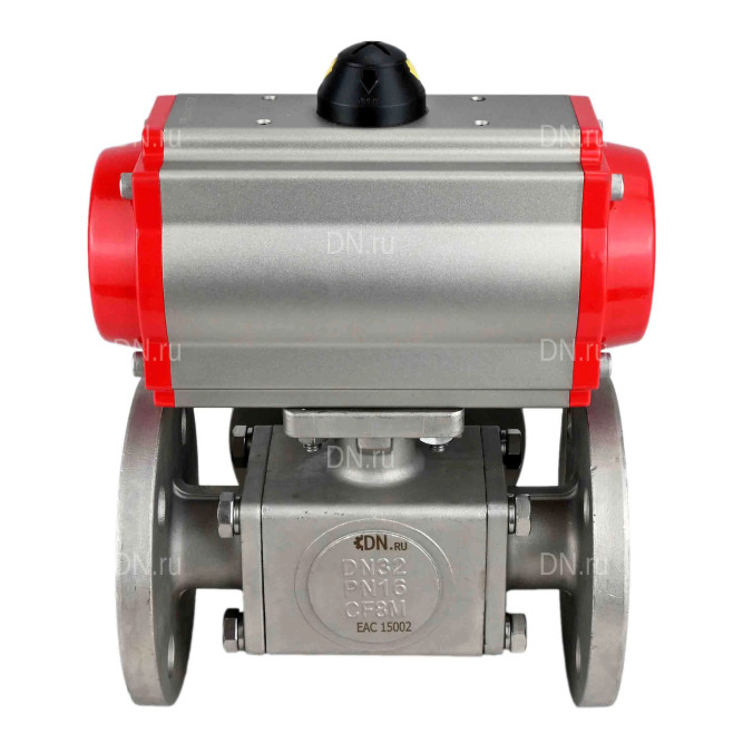 Кран шаровой BV3232P(4pc)-FP-3WL-F Ду15 Ру16 полнопроходной трехходовой, фланцевый, корпус - нержавеющая сталь SS316, с пневмоприводом PA-SA-052 с возвратными пружинами и пневмораспределителем 4M310-08 AC220V в Сургуте