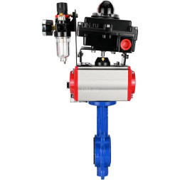 Затвор дисковый поворотный WBV1132N-2W-Fb-H Ду150 Ру16, корпус - чугун GG25, диск - нержавеющая сталь 316L, уплотнение - NBR, с пневмоприводом PA-DA-105, пневмораспределителем 4M310-08 DC24V, БКВ APL-410N EX, БПВ AFC2000