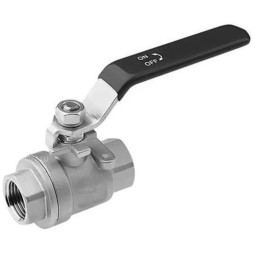 Кран шаровой BV3232P(2pc)-FP-T-H Ду15 Ру63 ZGY, полнопроходной, двухсоставной, нержавеющая сталь CF8M/AISI 316, внутренняя резьба, уплотнение - PTFE, ручка-рычаг