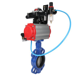 Затвор дисковый поворотный WBV1132N-2W-Fb-H Ду125 Ру16, корпус - чугун GG25, диск - нержавеющая сталь 316L, уплотнение - NBR, с пневмоприводом PA-DA-105, пневмораспределителем 4M310-08 DC24V, БКВ APL-210N, БПВ AFC2000