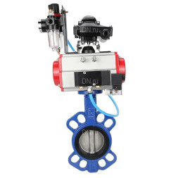 Затвор дисковый поворотный WBV1132N-2W-Fb-H Ду125 Ру16, корпус - чугун GG25, диск - нержавеющая сталь 316L, уплотнение - NBR, с пневмоприводом PA-DA-105, пневмораспределителем 4M310-08 DC24V, БКВ APL-210N, БПВ AFC2000