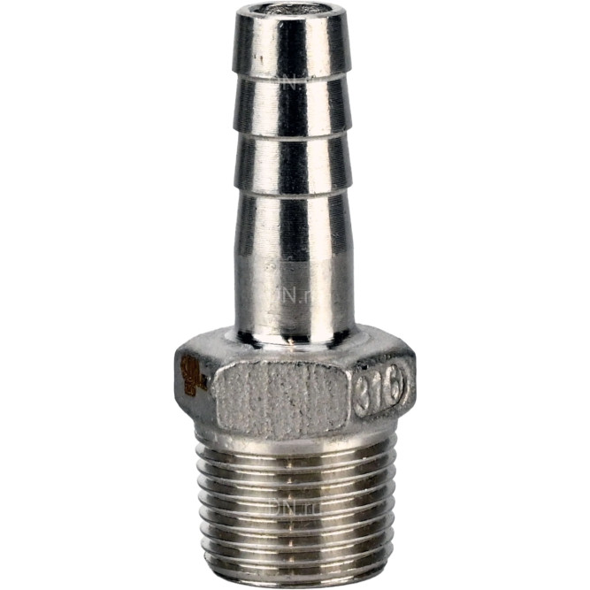 Штуцер елочка BF32-T-3/8-12 3/8″х12мм Ду10 Ру16 шланговый, корпус - нержавеющая сталь AISI 316 (CF8M), присоединение - наружная резьба/штуцер в Сургуте