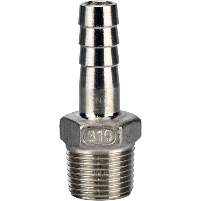 Штуцер елочка BF32-T-1/2-10 1/2″х10мм Ду15 Ру16 шланговый, корпус - нержавеющая сталь AISI 316 (CF8M), присоединение - наружная резьба/штуцер в Сургуте
