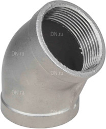 Отвод (полуотвод) ВР-ВР-316 1 1/2″ Ду40 Ру16 угол 45°, корпус - нержавеющая сталь 316, присоединение - внутренняя / внутренняя резьба