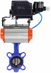 Затвор дисковый поворотный WBV1432E-2W-Fb-H Ду125 Ру16, корпус - чугун GGG50, диск - нержавеющая сталь 316L, уплотнение - EPDM, с пневмоприводом PA-SA-130 и с электропневматическим поворотным позиционером YT-1000RSN без обратной связи