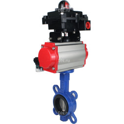 Затвор дисковый поворотный WBV1132N-2W-Fb-H Ду250 Ру16, корпус - чугун GG25, диск - нержавеющая сталь 316L, уплотнение - NBR, с пневмоприводом PA-DA-140 двойного действия, пневмораспределителем 4M310-08 AC220V, БКВ APL-410N EX