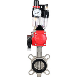 Затвор дисковый поворотный WBV3131N-2W-Fb-H Ду250 Ру16, корпус - нержавеющая сталь 304, диск - нержавеющая сталь 304, уплотнение - NBR, с пневмоприводом PA-DA-160, пневмораспределителем 4M310-08 DC24V и БПВ AFC2000