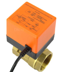 Кран шаровой BV0030NP-SP-T-ED Ду32 Ру16 стандартнопроходной двухходовой, латунь, внутренняя резьба, уплотнение - нитриловый каучук / PTFE, с электроприводом 220В без концевых выключателей