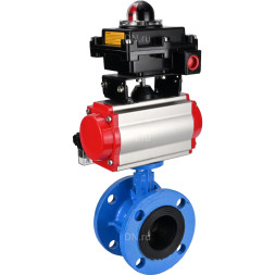 Затвор дисковый поворотный WBV1313E-2W-F-H Ду80 Ру16 фланцевый, корпус - чугун GGG40, диск - чугун GGG40, уплотнение - EPDM, с пневмоприводом PA-DA-105, пневмораспределителем 4M310-08 DC24V и БКВ APL-410N EX