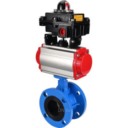 Затвор дисковый поворотный WBV1313E-2W-F-H Ду80 Ру16 фланцевый, корпус - чугун GGG40, диск - чугун GGG40, уплотнение - EPDM, с пневмоприводом PA-DA-105, пневмораспределителем 4M310-08 DC24V и БКВ APL-410N EX