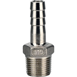 Штуцер елочка BF32-T-1/2-15 1/2″х15мм Ду15 Ру16 шланговый, корпус - нержавеющая сталь AISI 316 (CF8M), присоединение - наружная резьба/штуцер