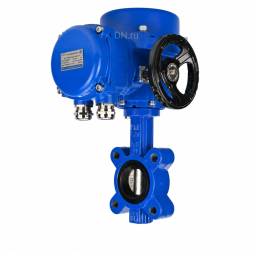 Затвор дисковый поворотный WBV1616E-2W-Fb-H Ду50 Ру16 LUG межфланцевый, корпус - чугун QT450, диск - чугун QT450, уплотнение - EPDM, с электроприводом QT-N-005M-O2-380VAC-У1 с моментной муфтой и штурвалом