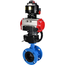 Затвор дисковый поворотный WBV1313E-2W-F-H Ду150 Ру16 фланцевый, корпус - чугун GGG40, диск - чугун GGG40, EPDM, с пневмоприводом PA-DA-130, пневмораспределителем 4M310-08 AC220V, БКВ APL-510N EX и ручным дублером MON1-250-T26-ISO