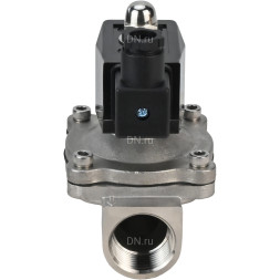 Клапан электромагнитный VS331-ET-NO-24VAC 1/2″ Ду15 Ру10 прямого действия двухходовой, корпус - сталь нержавеющая 304, присоединение - внутренняя резьба, уплотнение - EPDM, нормально-открытый, катушка - 24 В AC