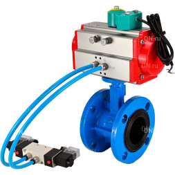 Затвор дисковый поворотный WBV1331E-2W-F-H Ду50 Ру16, корпус - чугун GGG40, диск - нержавеющая сталь 304, уплотнение - EPDM, с пневмоприводом PA-DA-105, пневмораспределителем 4M320-10 AC220V и магнитным переключателем ALS200D